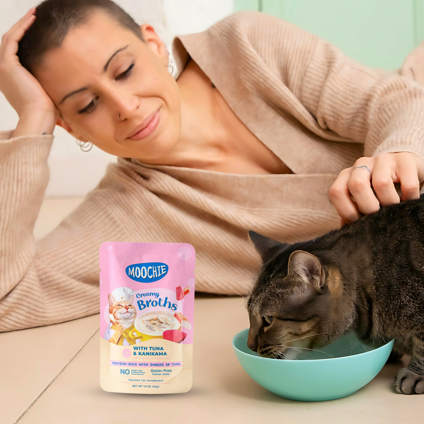 Cat Moochie Creamy Soup/Broths with Tuna and Kanikama (40g)