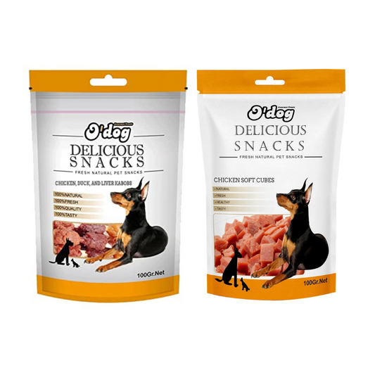 O’Dog Combo OF Chicken Soft Cubes & Liver Kabobs Stick Treat For Dogs 100g