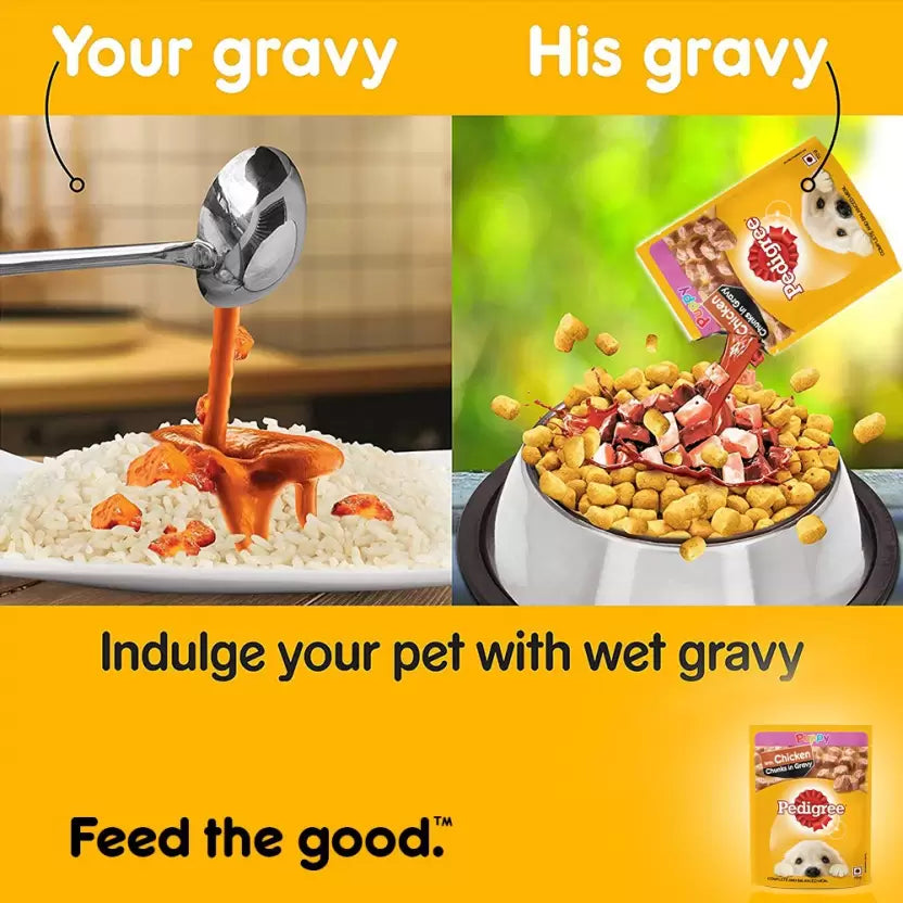 Pedigree Chicken & Liver In Gravy New Born Puppy Wet Food - 2.1 kg (30x0.07 kg)