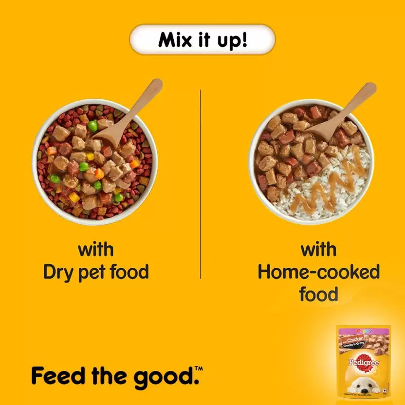 Pedigree Chicken & Liver In Gravy New Born Puppy Wet Food - 2.1 kg (30x0.07 kg)