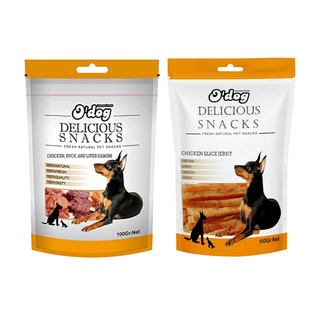O’Dog Combo OF Chicken Slice Jerky & Liver Kabobs Stick Treat For Dogs 100g