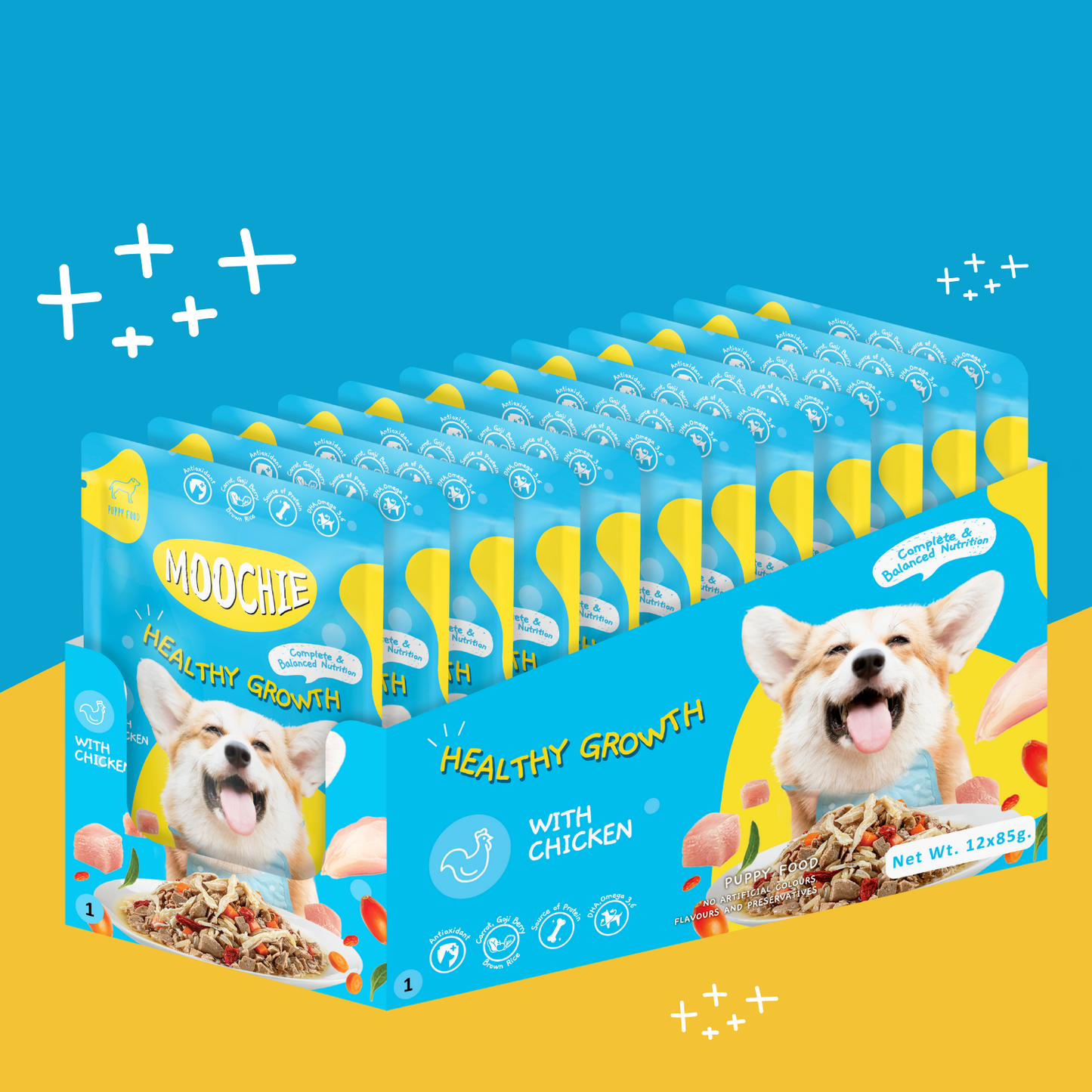 Moochie Healthy Growth Wet Dog Food – 85g Pouches | Nutritious Meal for Puppies & Adult Dogs