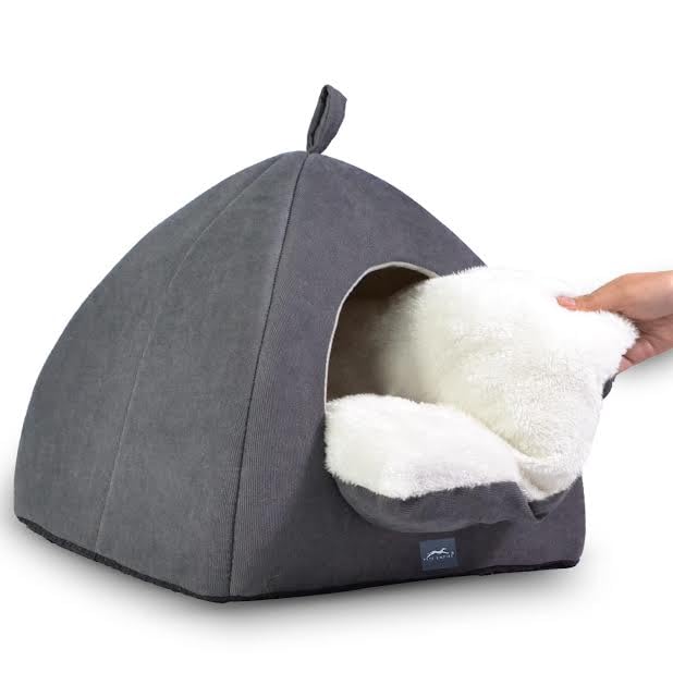 Pets Empire Soft Fabric Comfortable Hut Bed for Cats, Kittens and Puppies-Black