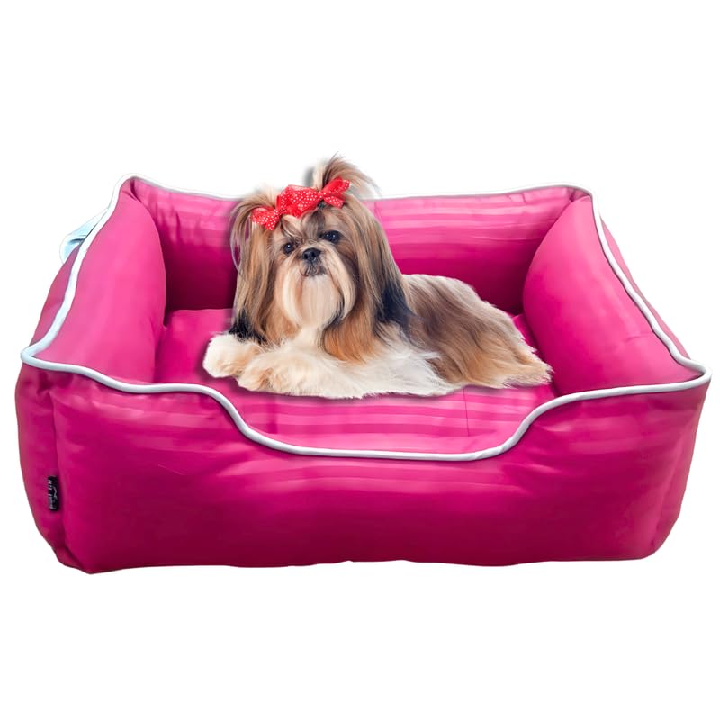 Pets Empire Classic Lounger Beds with Pillow for Dogs -Maroon