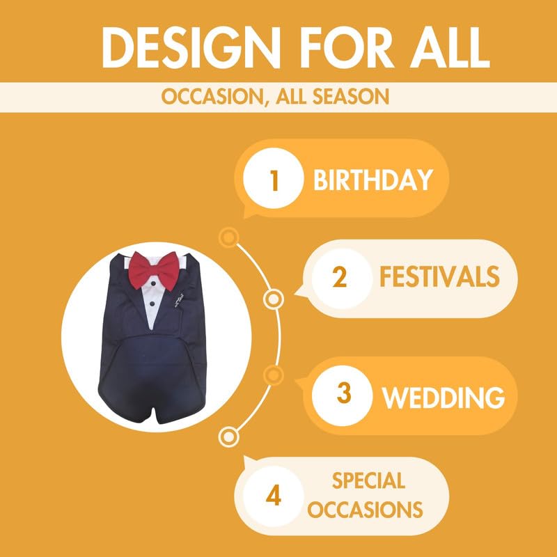 Pets Empire Dog Tuxedo Dress Suit Bandana Set( Navy Blue Colour)