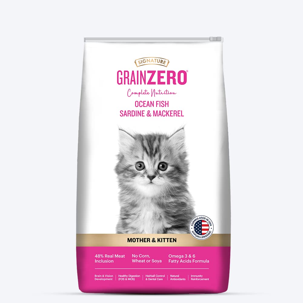Signature Grain Zero Ocean Fish, Sardine and Mackerel Mother and Kitten Cat Dry Food-3kg