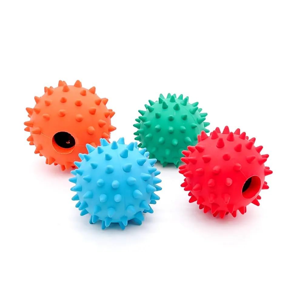 PETS EMPIRE Squeaky Rubber Ball Toy for Dogs Pack of 2 (Multicolor)