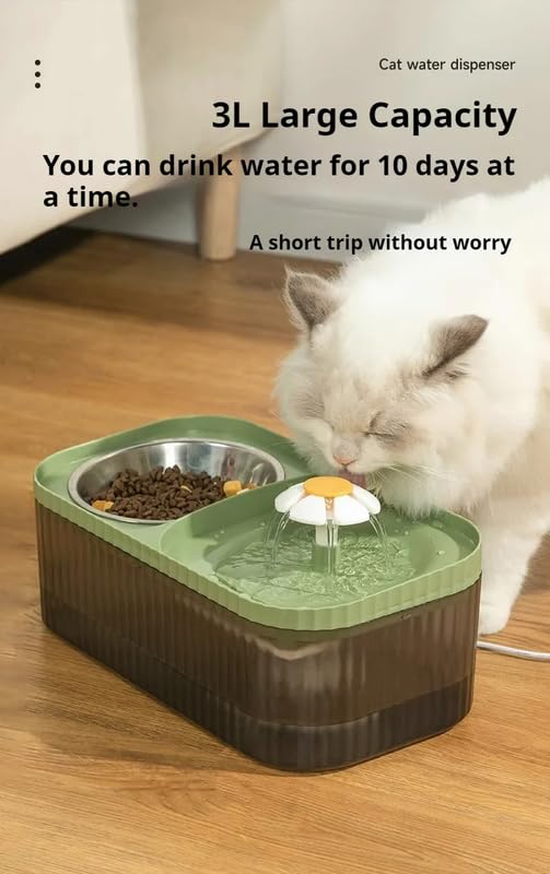 Pets Empire 2 in 1 Water Fountain with Food Bowl for Cats 3L (Multicolour)