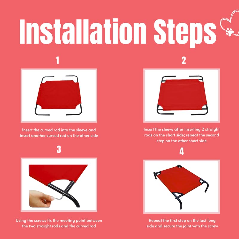 Pets Empire Elevated Cooling Pets Bed (Red)