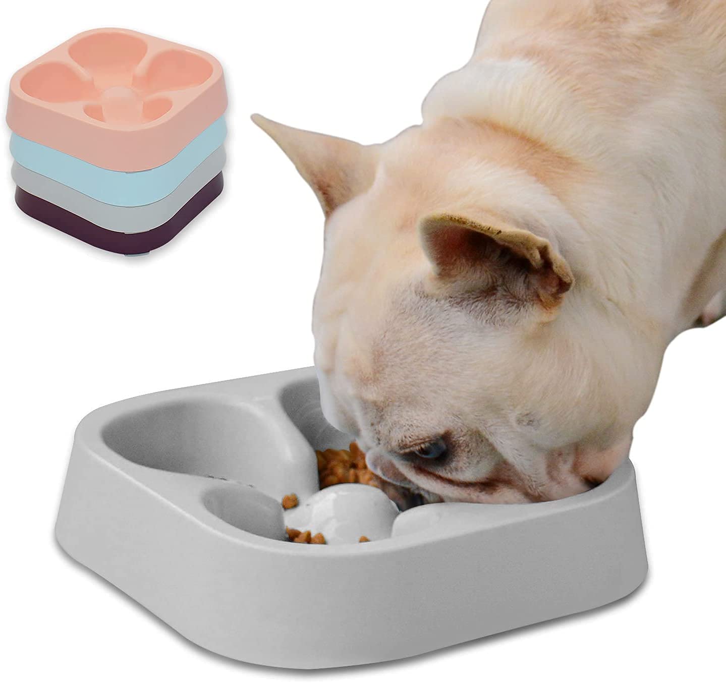 Pets Empire Healthy Slow Feeding Dog Bowl for French Bulldog( Colour May Vary)
