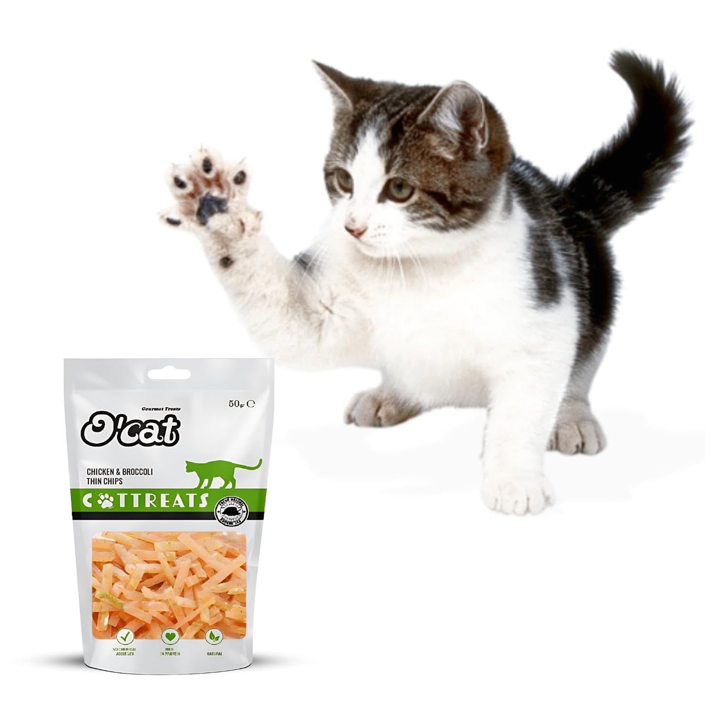 O'Cat Chicken and Broccoli Thin Chips 50 GMS (Pack of 2)
