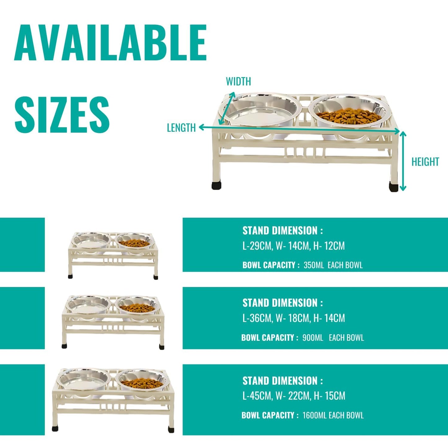 Pets Empire Stainless Steel Food & Water Bowls with Iron Stand (Cream Color)