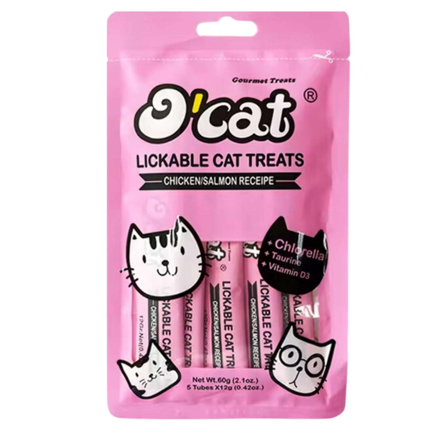 O'Cat Lickable Cat Treat Made with Real Chicken & Salmon