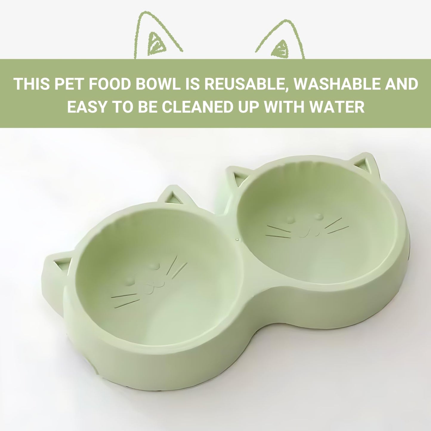 Pets Empire 2-in-1 Feeding Plastic Cat Face bowl (400ml)