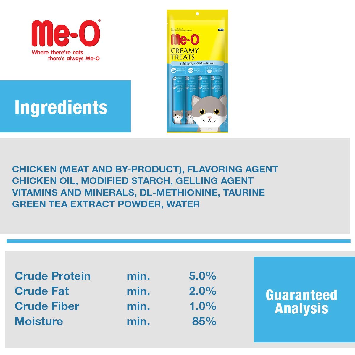 Me-O Creamy Cat Treats - Chicken & Liver Flavor 60g