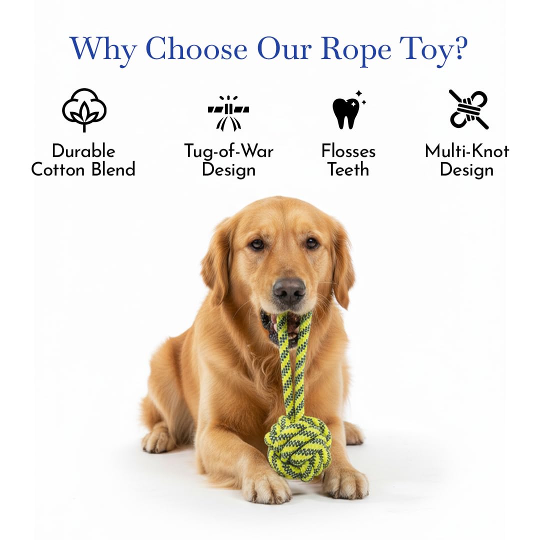 PETS EMPIRE Handle Ball Braided Rope Toy For Dogs