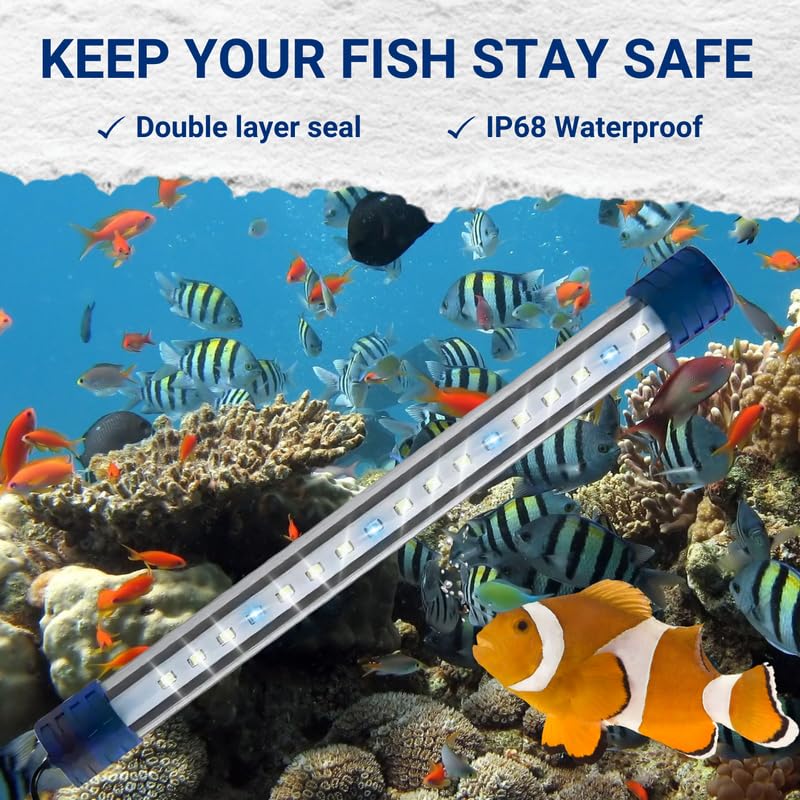 Pets Empire Aquarium Waterproof Fish Tank Light T4-80LED L White+Blue