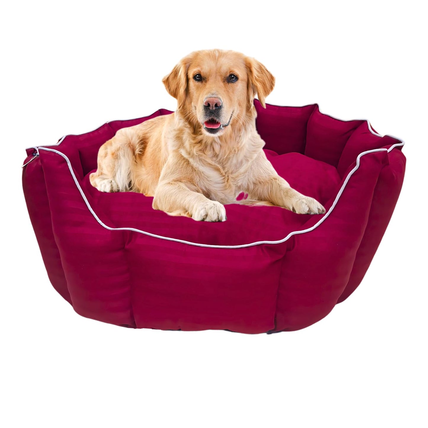 PETS EMPIRE Round Lounger Beds with Pillow for Dogs - Maroon