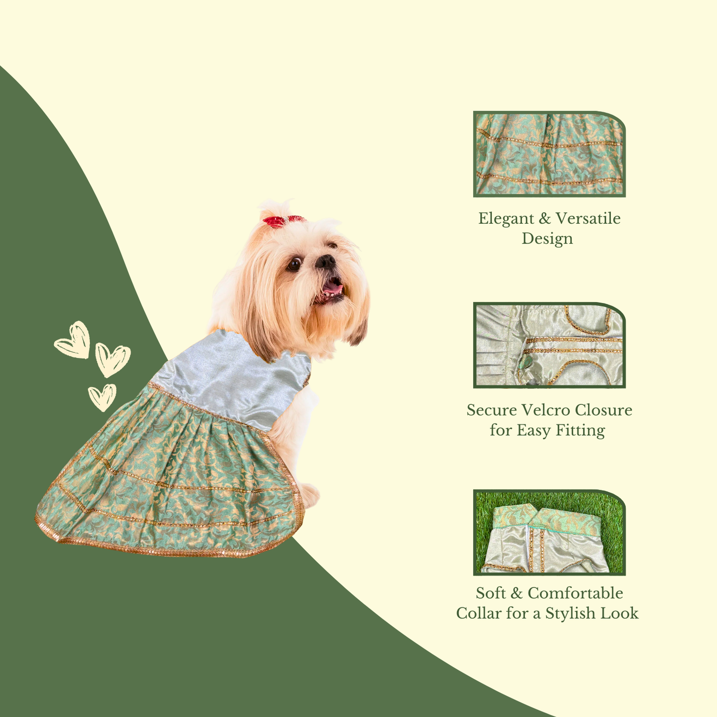 Pets Empire Designer Outfit For Female Dog (Green)