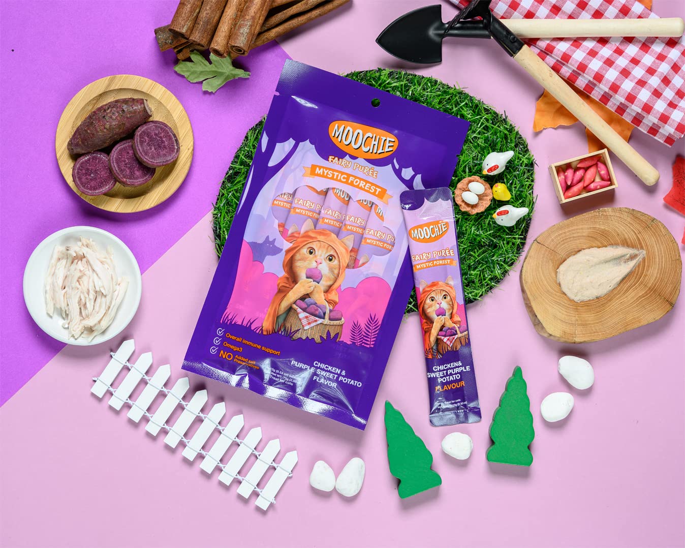 Moochie Creamy Treat for Cats- Chicken & Purple Sweet Potato (15g Each)