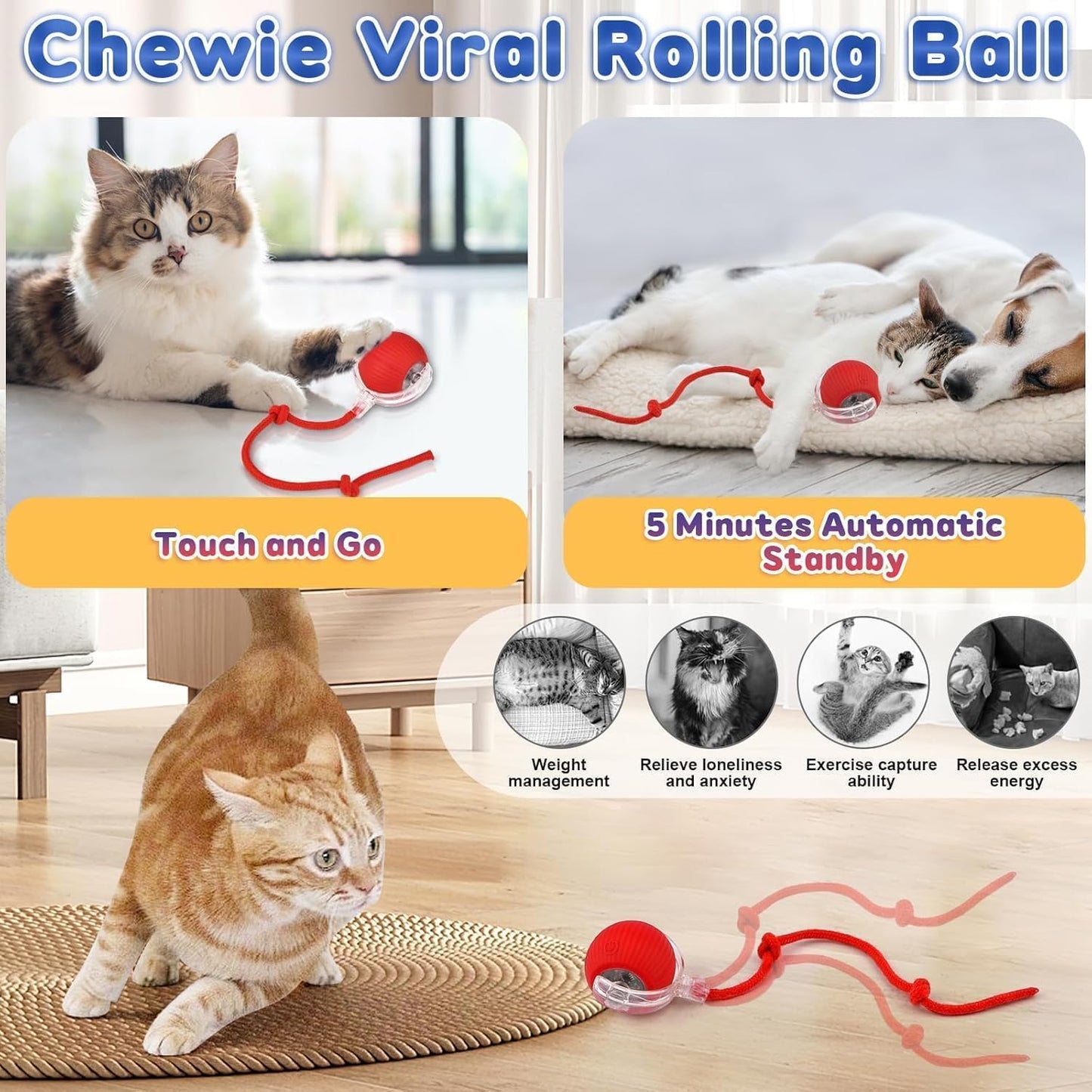 Pets Empire Interactive Smart self Rolling Ball for Cat & Dog Toy