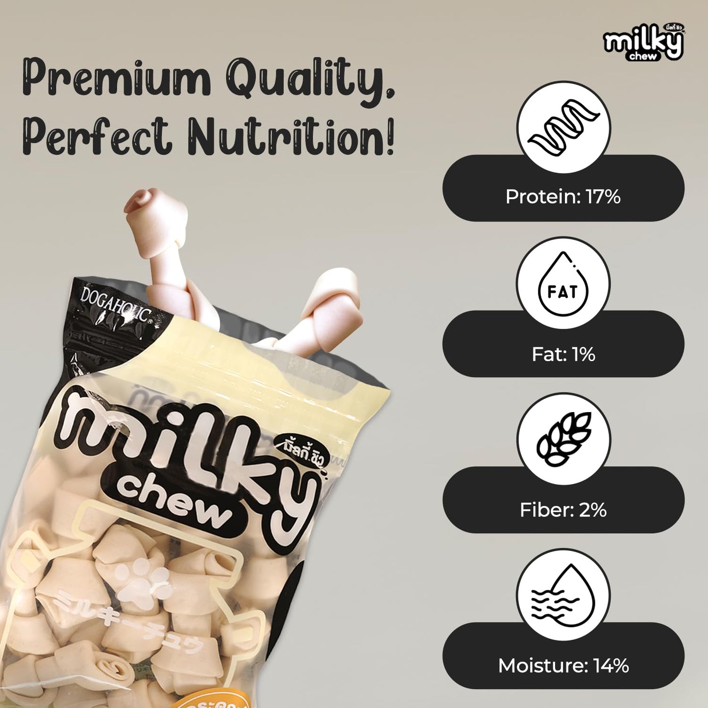 Dogaholic Milky Chew Bone Style Dog Treats-210g