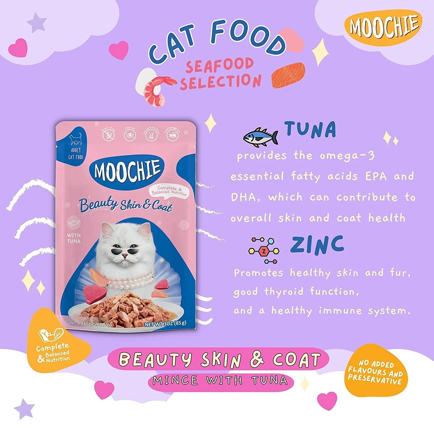 Moochie Beauty Skin Tuna Gravy Wet Cat Food β 85g Pouch