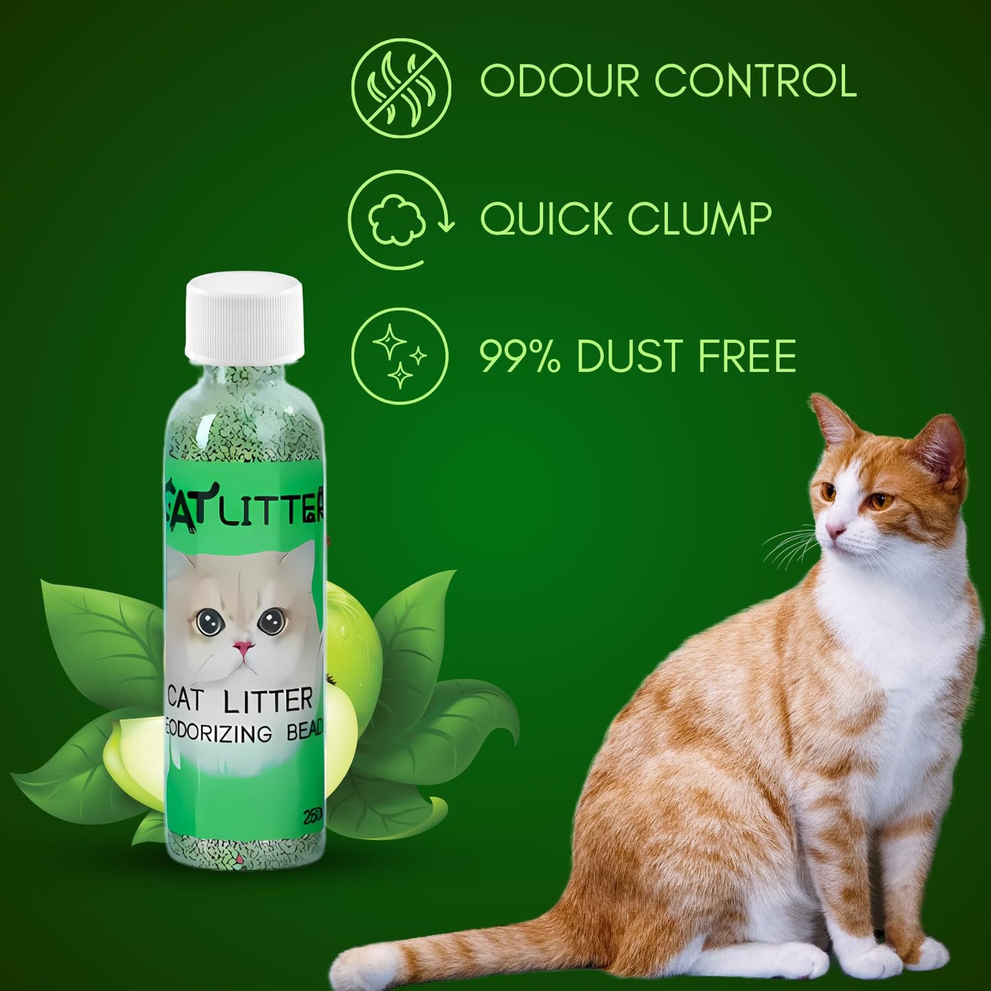 Pets Empire Cat Litter Deodorizing Beads 250ml, with Apple Fragrance (Pack of 2)