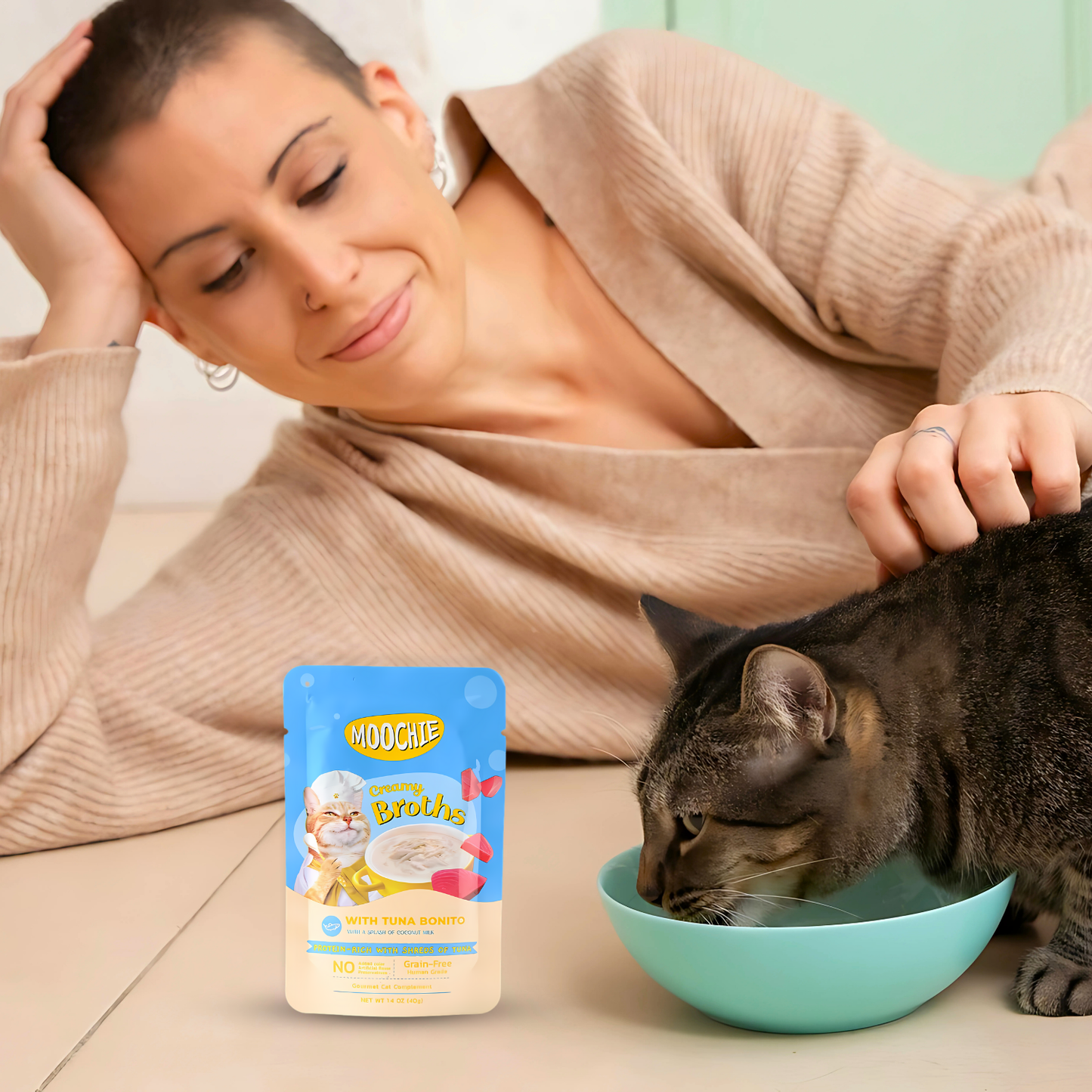 Cat Moochie Creamy Soup/Broths with Tuna Bonitono (40g)