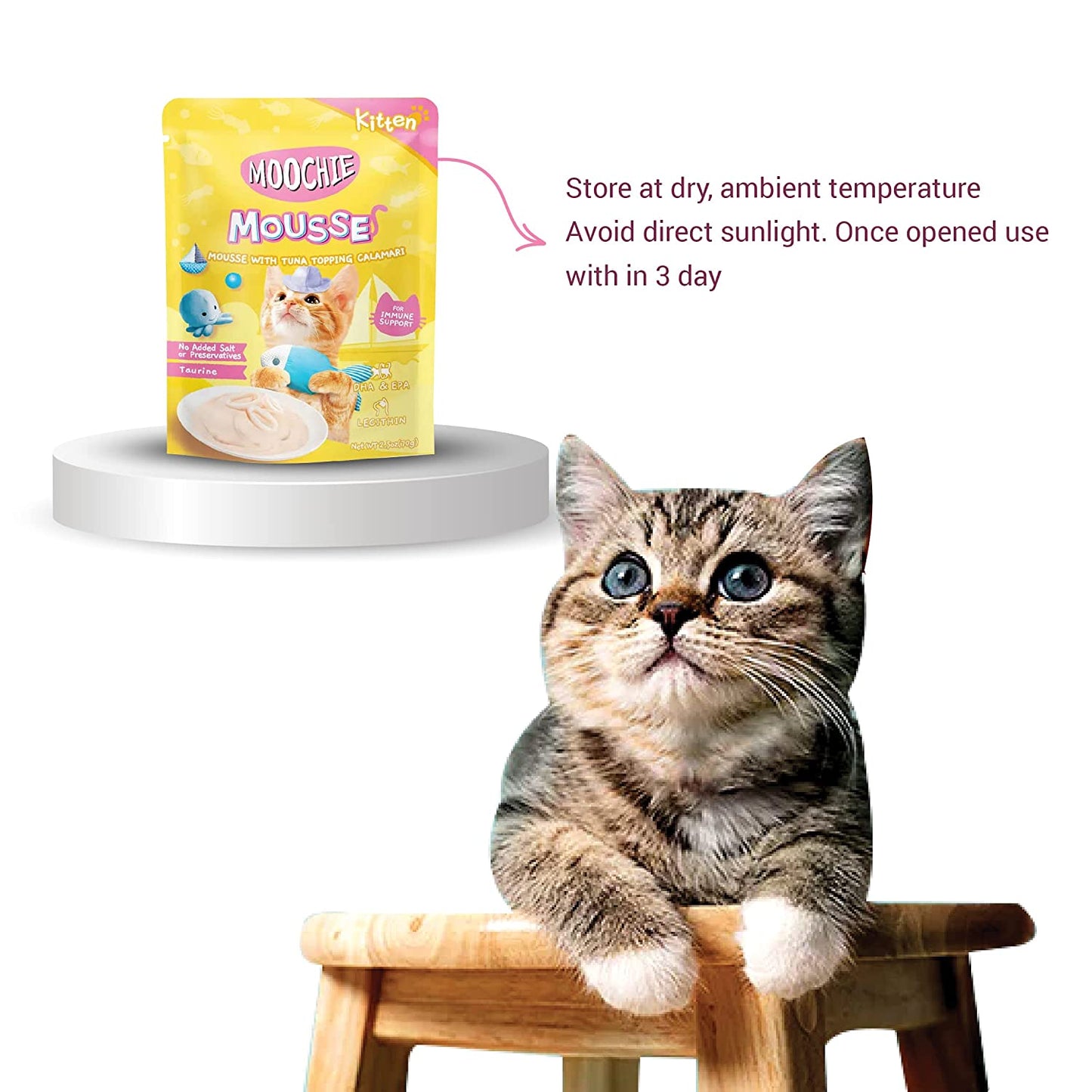 Moochie Mousse with Tuna Topping Calamari for Kitten - 70 gms (Buy 1 Get 1 Free)