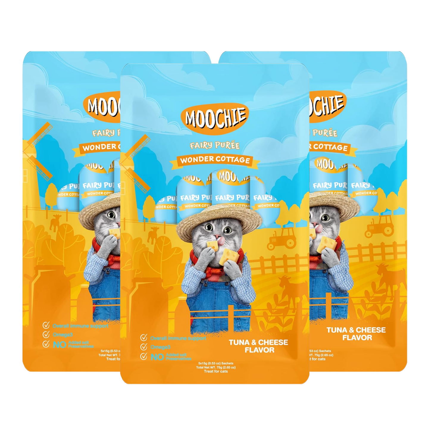 Moochie Creamy Treat for Cats- Tuna & Cheese Flavor (15g Each)