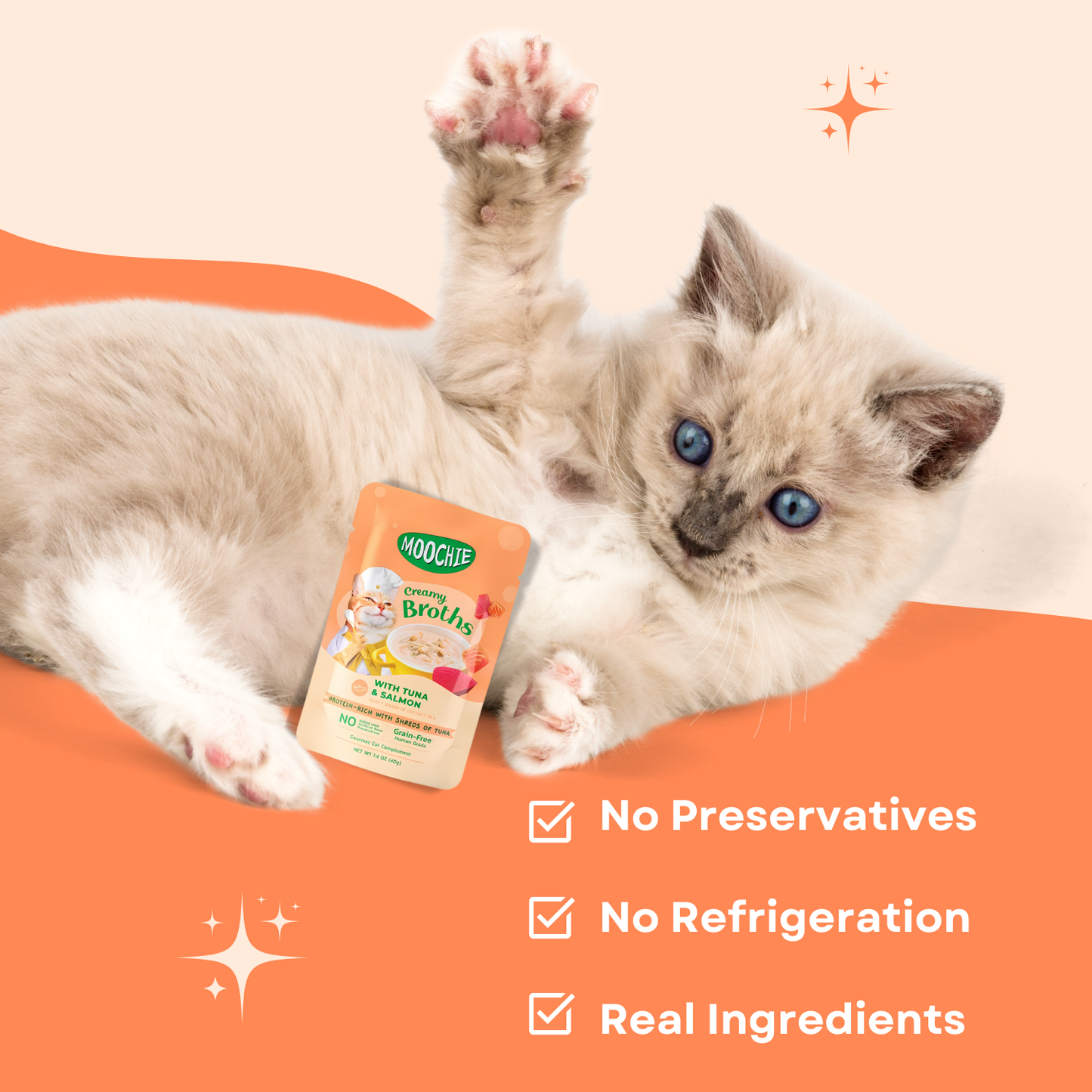 Cat Moochie Creamy Soup/Broths with Tuna & Salmon (40g)