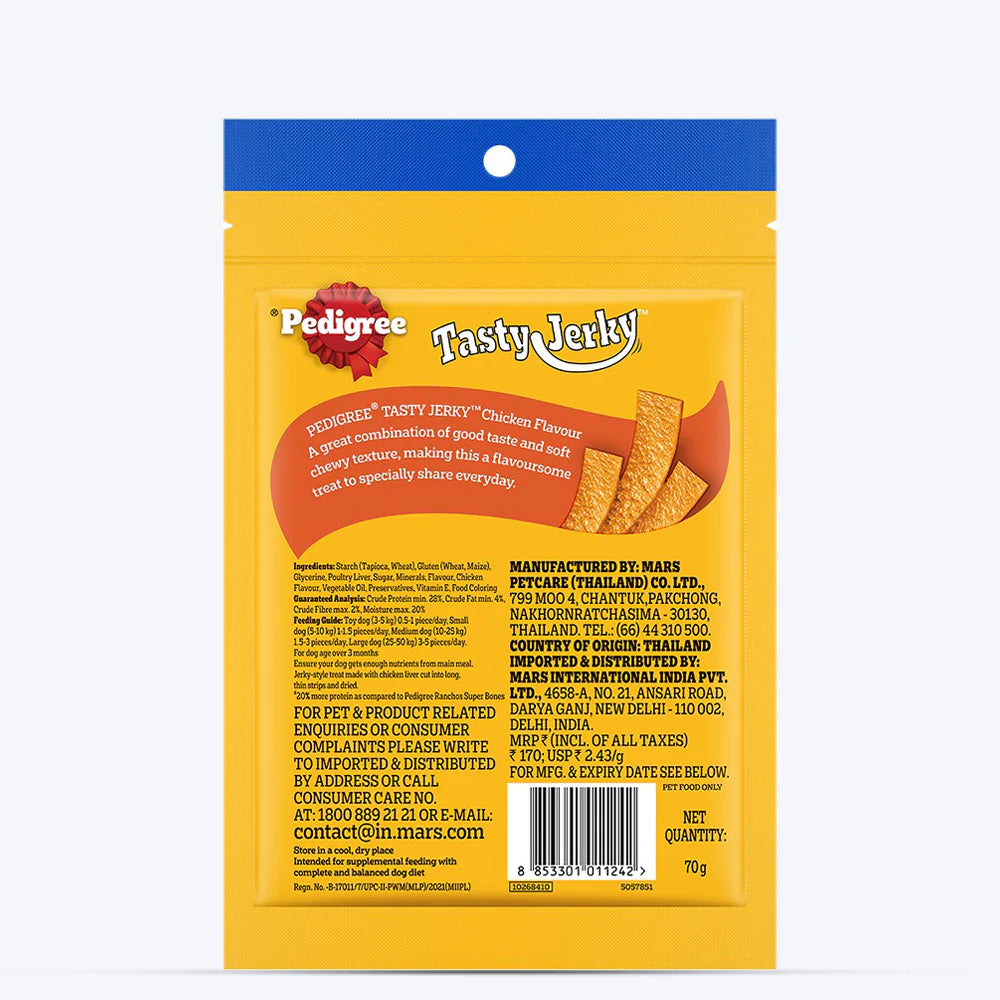 Pedigree Tasty Jerky Chicken Flavour Treat For Adult Dog - 70g
