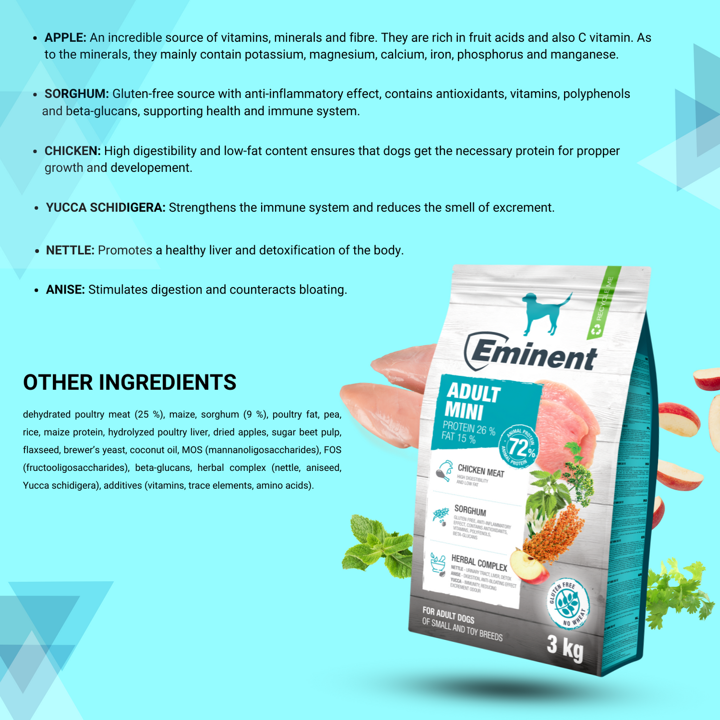 Eminent Adult Mini Dog Food – No Artificial Flavours | 3kg