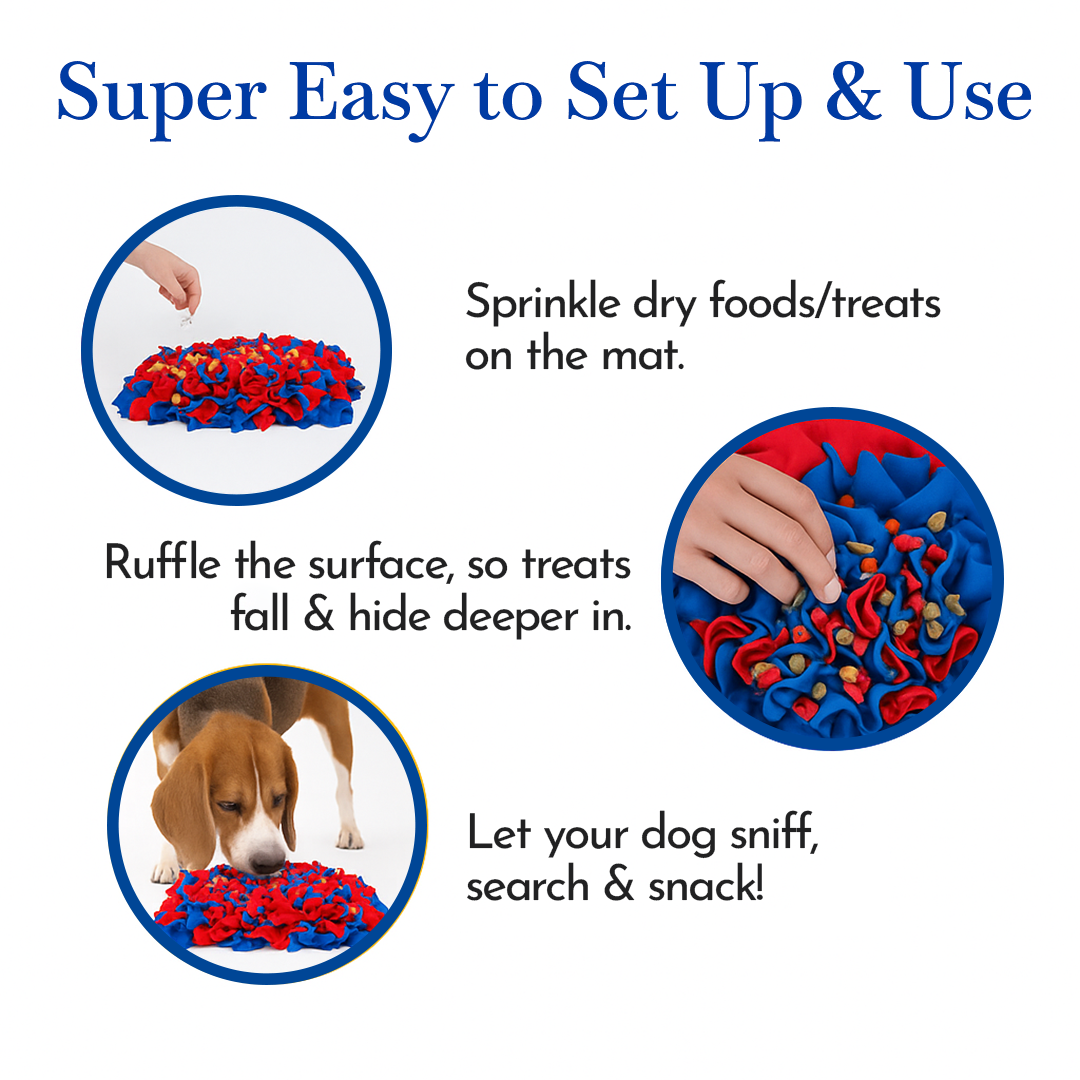 Pets Empire Interactive Snuffle Mat for Dogs – Stimulating Sniff & Play Mat (Red & Blue)
