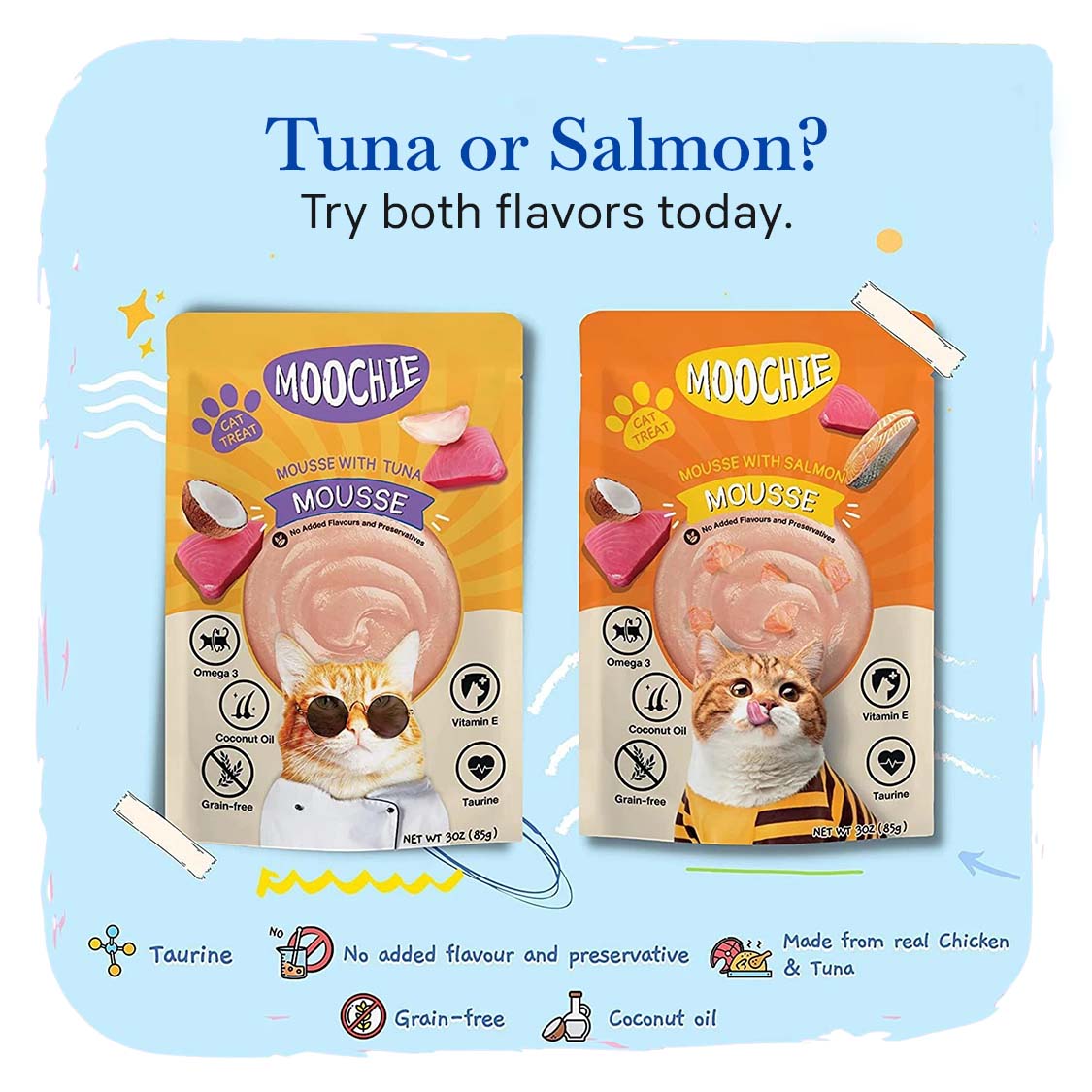 Moochie Wet Food Gravy for Cats - Mousse with Salmon (85g)