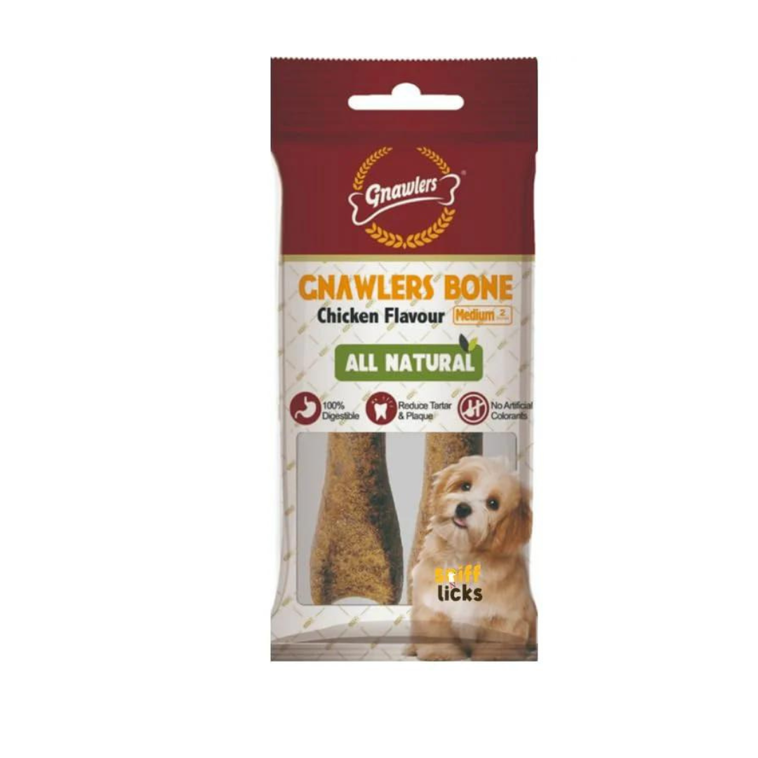 Gnawlers Bone Dog Treats Chicken Flavour Medium - 90g