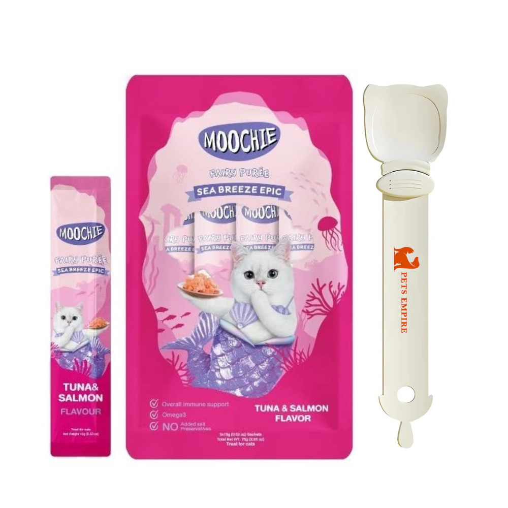 Pets Empire Spoon & Moochie Creamy Treat Tuna & Salmon Combo for Cats (5pcsx15gm each)