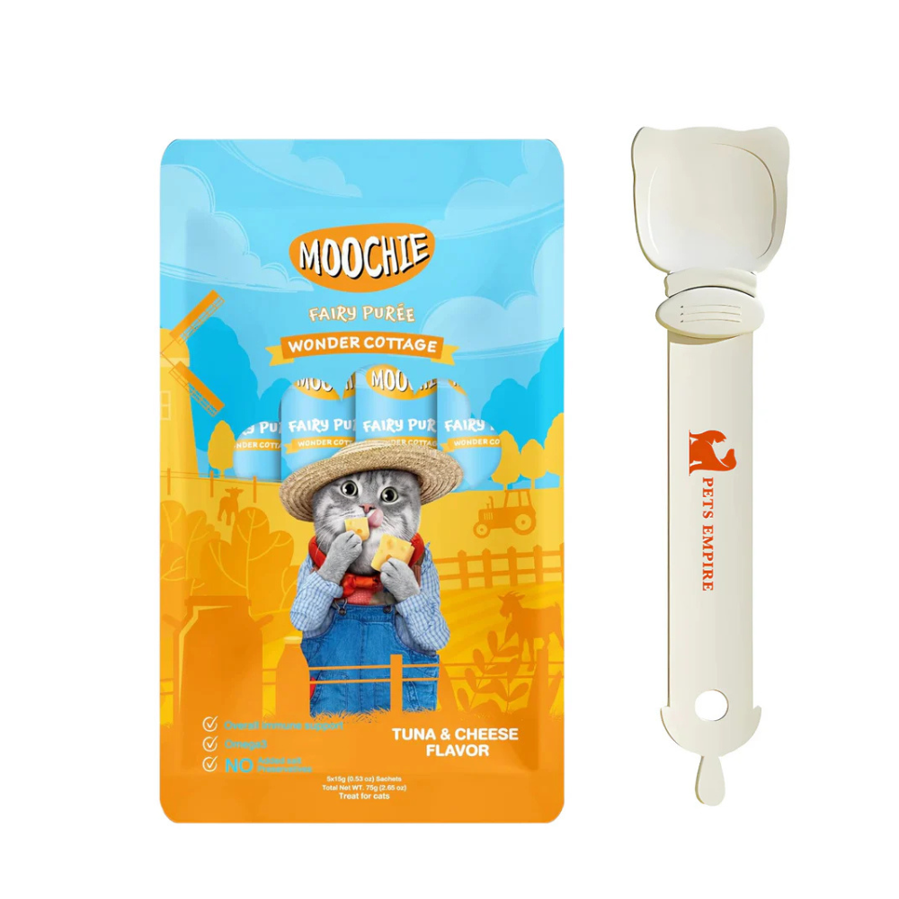 Pets Empire Spoon & Moochie Creamy Treat Tuna & Cheese Flavor Combo for Cats (5pcsx15gm each)
