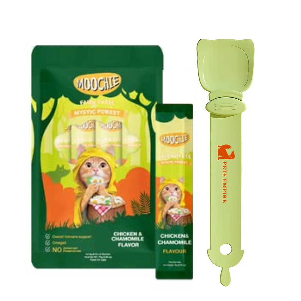 Pets Empire Spoon & Moochie Creamy Treat Chicken & Chamomile Combo for Cats (5pcsx15gm each)