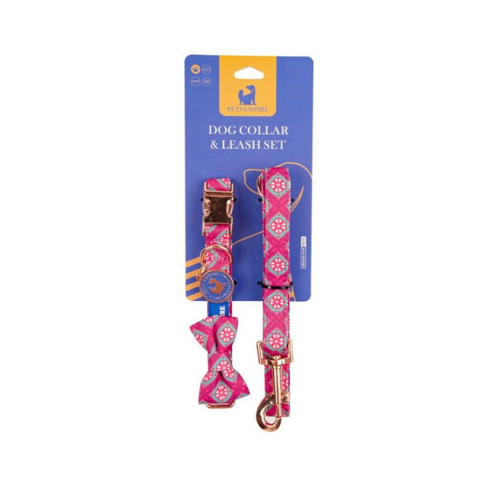 PETS EMPIRE Diamond Delight Dog Collar & Leash Set with Bow For Dogs