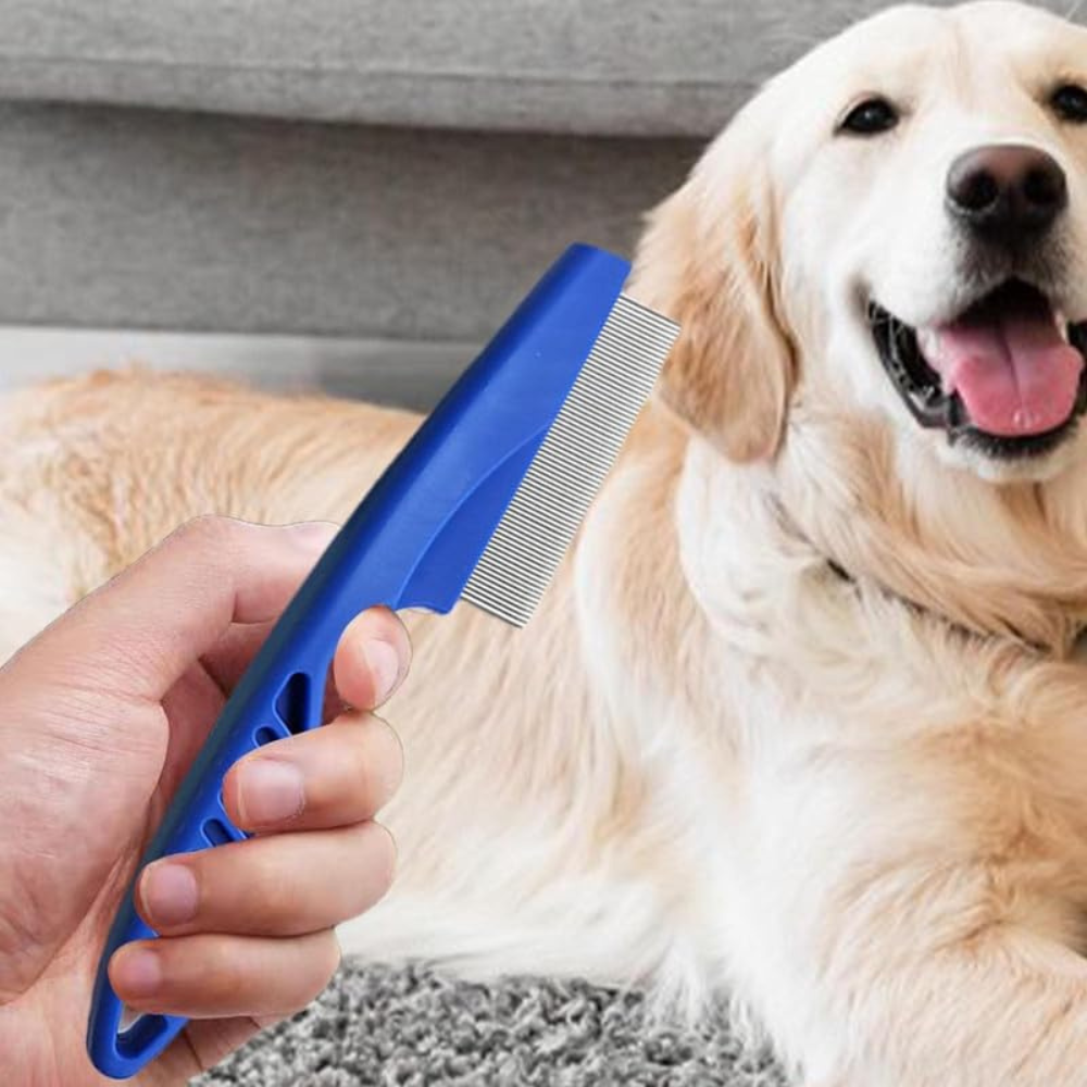 Pets Empire 2-in-1 Flea Comb & Silicone Bath Brush for Dogs & Cats