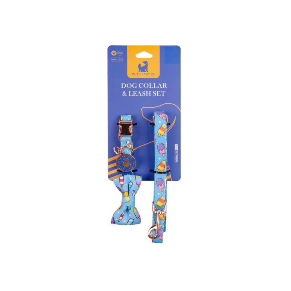 PETS EMPIRE SCOOPS OF JOY COLLAR & LEASH SET WITH BOW FOR DOGS