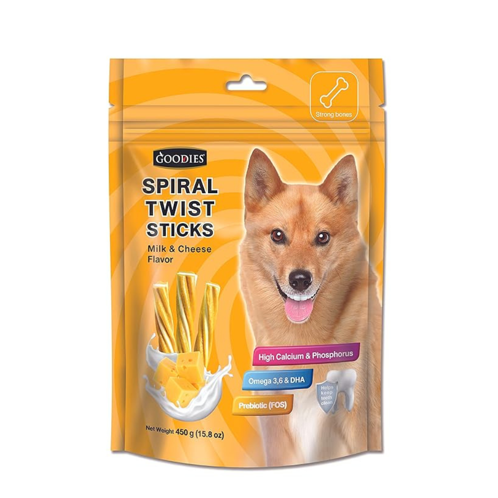 GOODIES SPIRAL TWIST STICKS MILK & CHEESE 450g