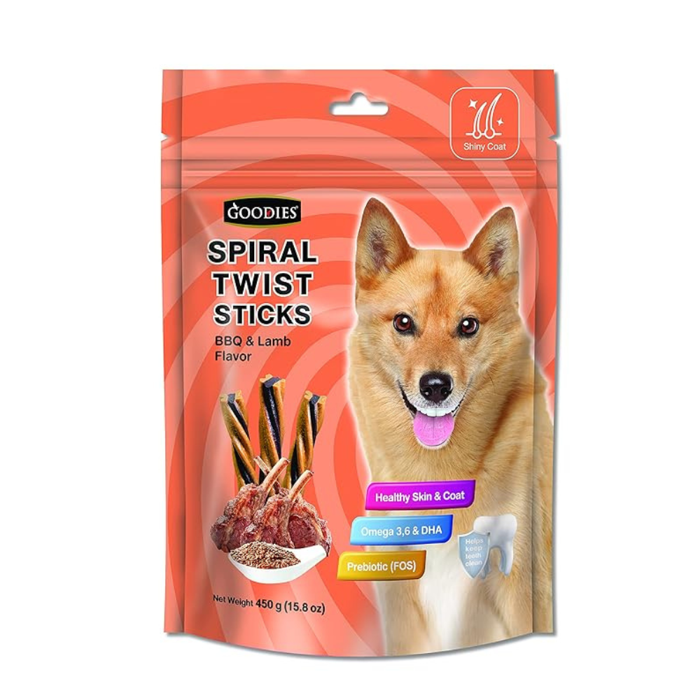 GOODIES SPIRAL TWIST STICKS BBQ & LAMB 450g