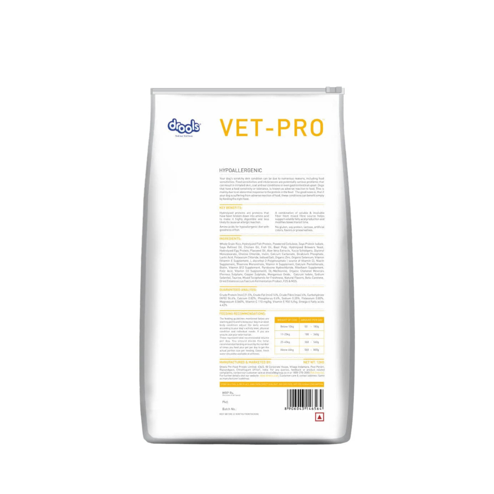 Drools Vet Pro Hypoallergenic Adult Dry Dog Food – Sensitive Skin & Stomach Care