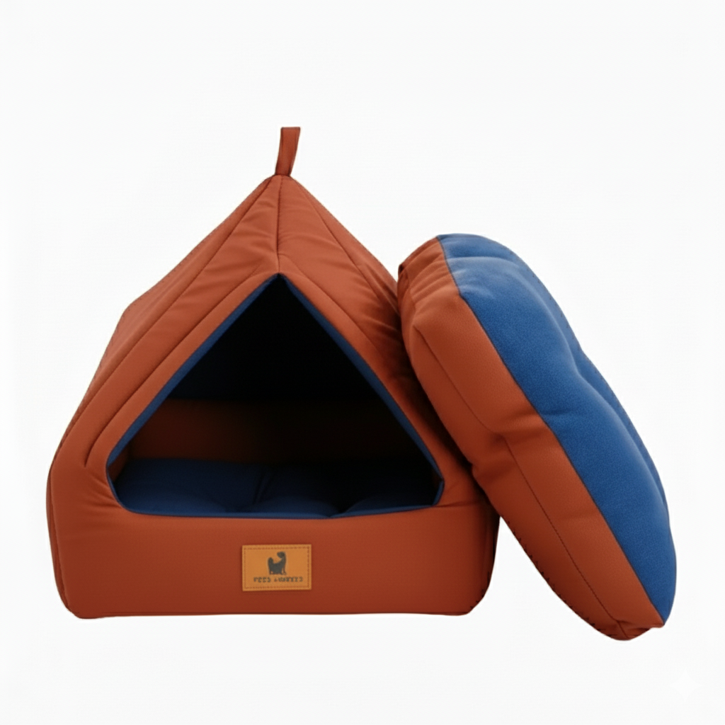 Pets Empire Soft Fabric Comfortable Hut Bed for Cats, Kittens and Puppies- Brown