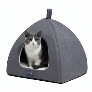 Pets Empire Soft Fabric Comfortable Hut Bed for Cats, Kittens and Puppies-Black