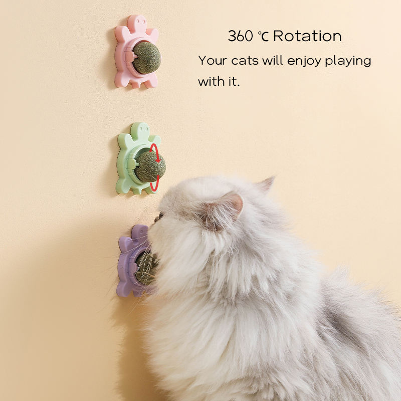 PETS EMPIRE Catnip Wall Ball Teeth Cleaning Cat Toy (Pack of 3)