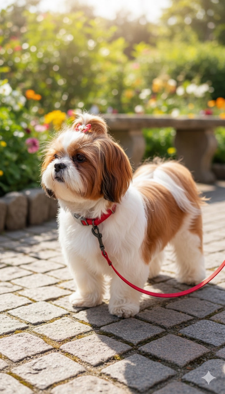 PETS EMPIRE Classic Dog Collar & Leash Set with Bow-Red